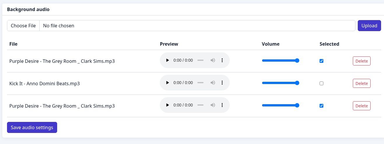 Background audio control panel screenshot
