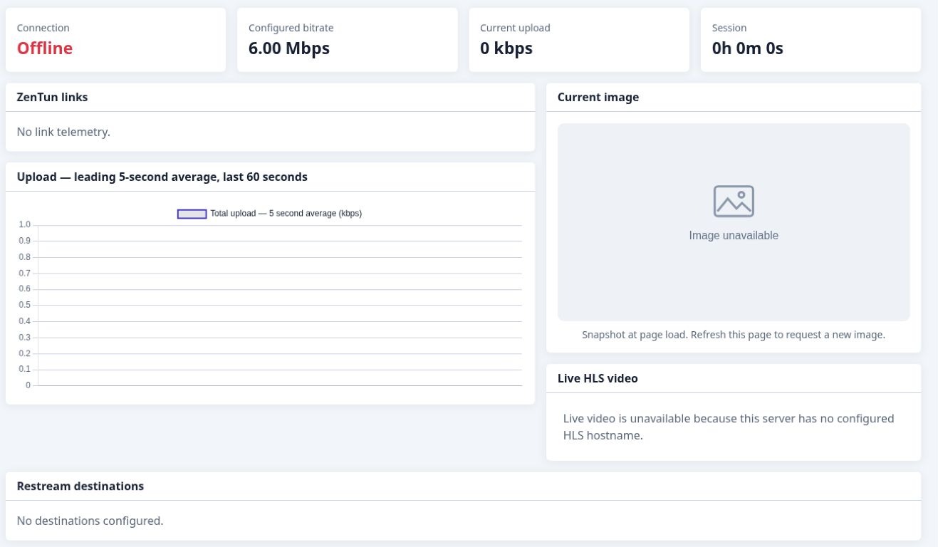 Stream monitoring control panel screenshot